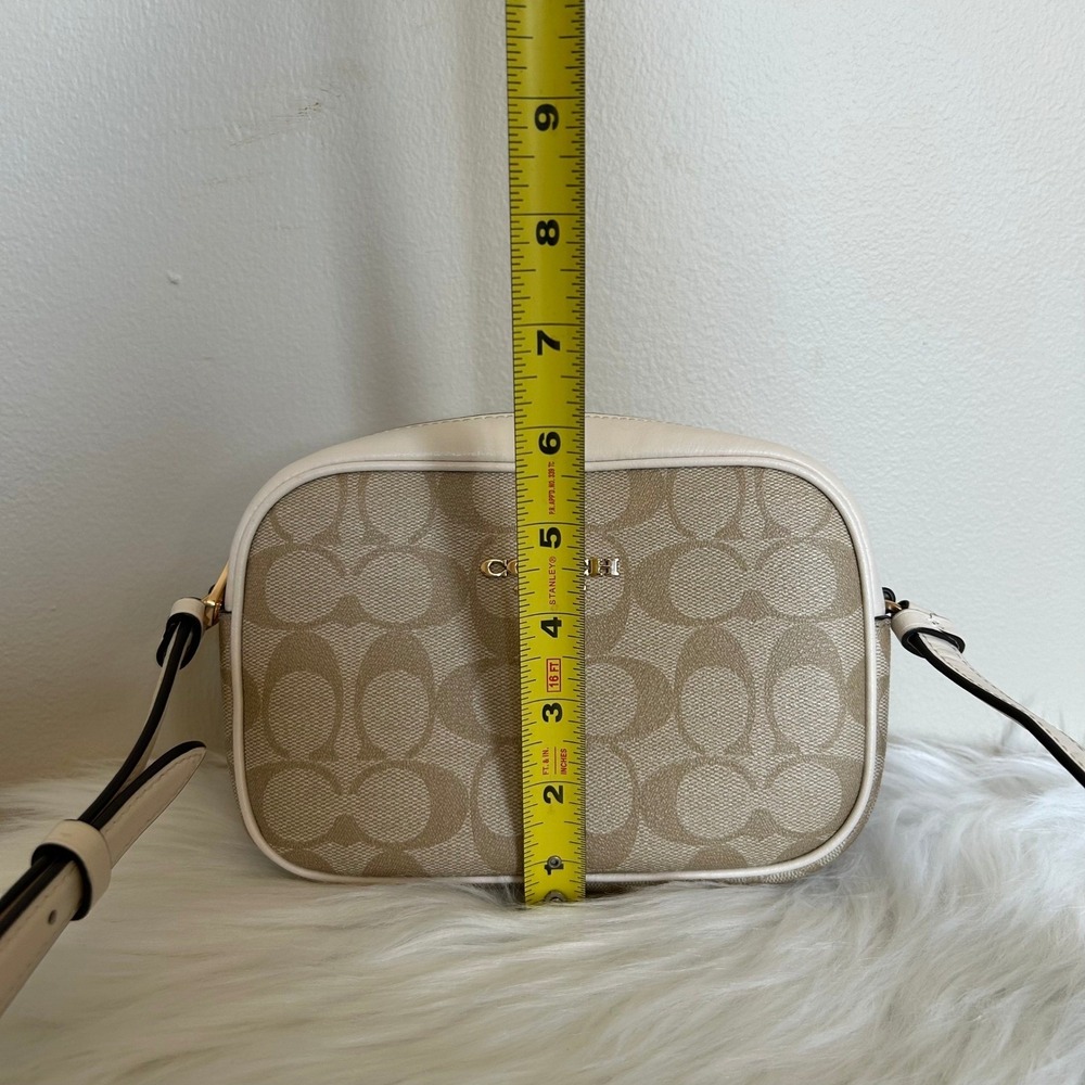 Coach Mini Jamie Light Khaki Chalk Signature Canvas Camera Bag Good - Picture 11 of 12